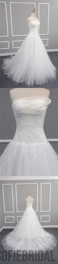 Romantic A-line Lace Tulle Wedding Dresses, Affordable 2017 Newest Design Bridal Gown, WD0233