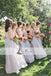 Light Grey Chiffon Bridesmaid Dresses, Cap Sleeve Side Slit Bridesmaid Dresses, PD0484