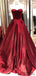Sweetheart Burgundy Ball Gown, Lace up back Prom Dresses, PD0041
