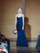 Mermaid Straps Navy Blue Backless Long Simple Bridesmaid Dresses, BD1072
