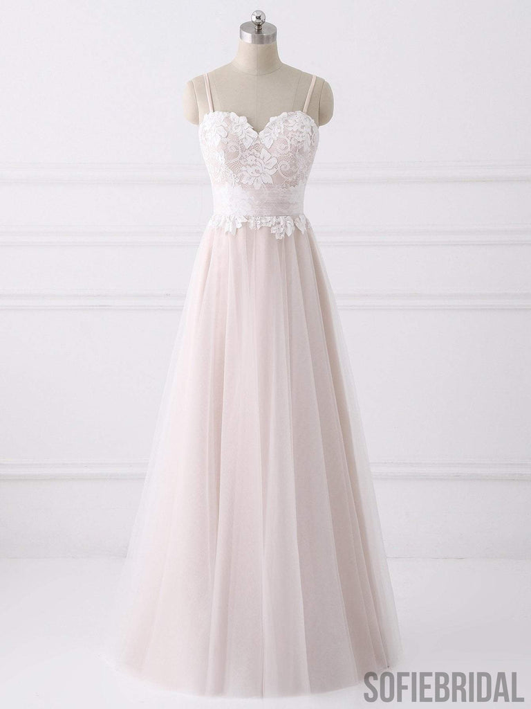 Spaghetti Straps Sweetheart A-line Cheap Wedding Dresses Online, WD341