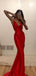 Sexy V-neck Mermaid Long Red Prom Dresses. PD1059