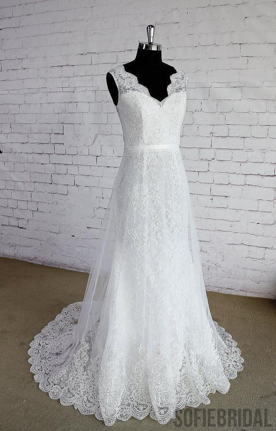 Lace Straps V Neck Mermaid Cheap Dresses For Wedding, WD397