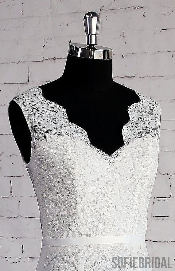 Lace Straps V Neck Mermaid Cheap Dresses For Wedding, WD397