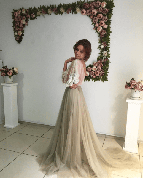 Long Sleeve White Lace Top See Through Elegant Long A-line Tulle Prom Dresses, PD0536