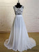 See Through V Neck  Simple Custom Cheap Beach Wedding Dresses, WD318