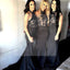 Women Black Lace Halter Mermaid Sexy Long Affordable Impressive Bridesmaid Dresses, WG25