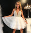 Ivory Sexy V Neck Beaded Cute Homecoming Dresses 2018, CM457