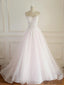 Strapless Pale Pink Long Custom Cheap Custom Wedding Dresses, WD308