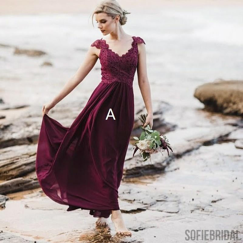 Mismatched Chiffon Lace Bridesmaid Dresses, Beach Wedding Guest Dresses, Cheap Bridesmaid Dresses, PD0509