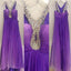 Gorgeous Purple Rhinestone Long A-line Shiny High Waist Prom Dresses, PD0290