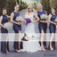 Navy Sequin Bridesmaid Dresses, Long Bridesmaid Dresses, Cheap Side Slit Bridesmaid Dresses, PD0500