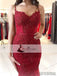 Red Lace Applique Prom Dresses Mermaid Long Prom Dresses, Spaghetti Prom Dresses, PD0443