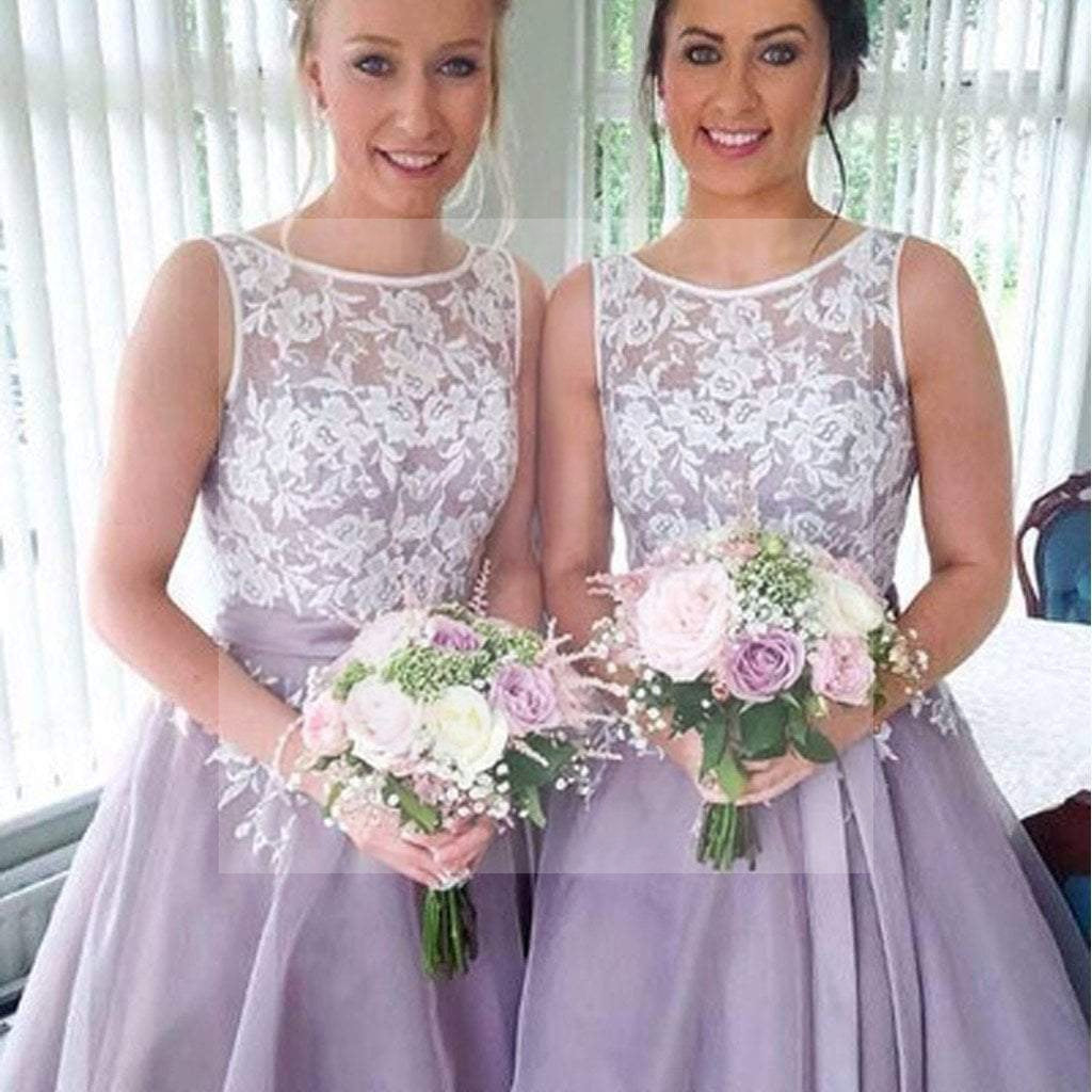 Most Popular Junior Pretty Organza Bateau Off Shoulder Lace Short Bridesmaid Dresses, SF0006