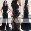 High Neck Black Rhinestone Beaded Long Mermaid Prom Dresses, Sparkle Prom Dresses, PD0410