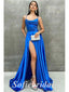 Sexy Satin Spaaghetti Straps sleeveless Lace Up Back Side Slit A-Line Long Prom Dresses, PD0827