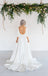 Scoop Neckline 3/4 Sleeves Long A-line Backless Wedding Dresses, WD0274