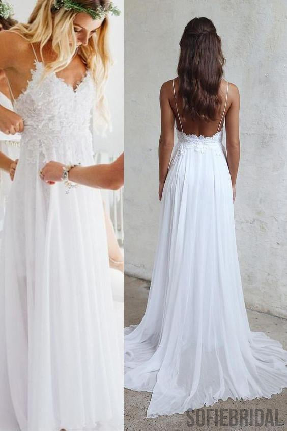 Sexy Backless Unique Casual Cheap Beach Wedding Dresses, WD311