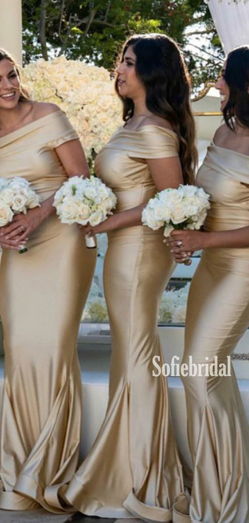 Mermaid Off-shoulder Floor-length Cheap Bridesmaid Dresses,SFWG00359