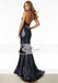 Halter Sequin Beaded Long Mermaid Side Slit Prom Dresses, Sexy Prom Dresses, PD0379