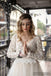 V-neck Long Sleeve Lace Tulle Wedding Dresses, Elegant V-back Wedding Dresses, WD0247
