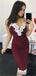 Sheath Spaghetti Straps Knee-Length Appliques Homecoming Dresses, HD0121