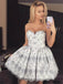 Sweetheart Strapless Lace Appliques Short Homecoming Dresses, HD0117