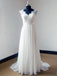 Cap Sleeve V Neck Lace Simple Cheap Beach Wedding Dresses, WD321