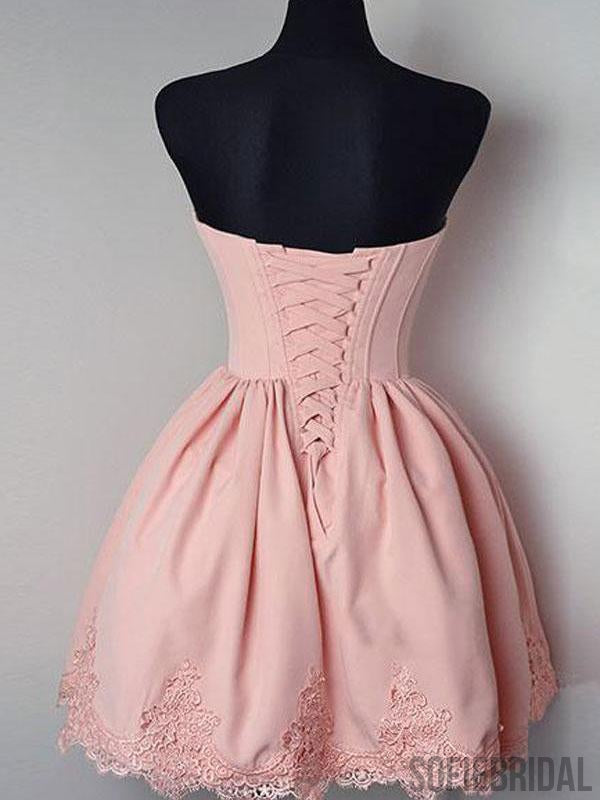 Cheap Short Simple Cute Sweetheart Pink Homecoming Dresses 2018, CM480