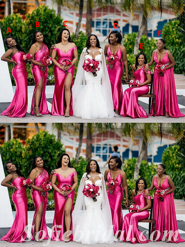 Mismatched Sexy Soft Satin Mermaid Floor Length Bridesmaid Dressses, SFWG00457