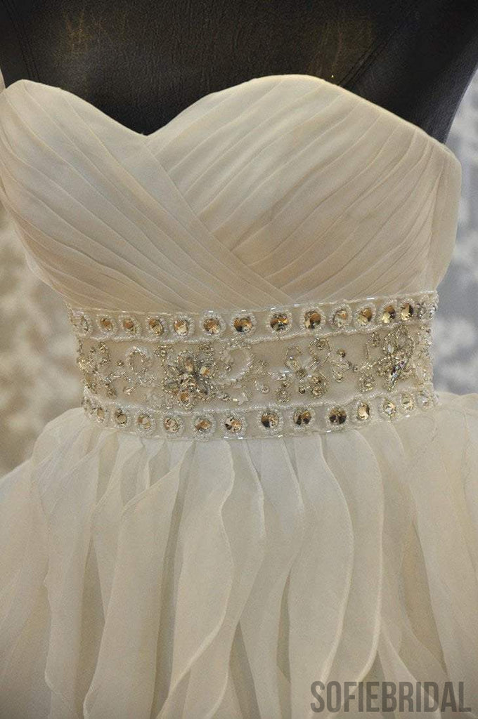 Strapless Organza A-line Ruffle Custom Wedding Dresses Online, WD358