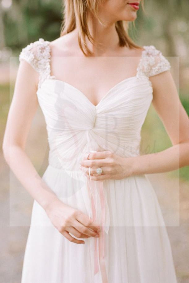 Simple A-line Chiffon Wedding Dresses, Country Wedding Dresses, Long Wedding Dresses, WD0001