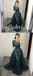 Elegant Tulle Sequin Lace One Shoulder Long sleeve Side Slit Mermaid Long Prom Dresses With Train, PD0821