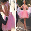 Hot pink organza appliques open back pretty homecoming dresses, SF0050