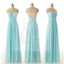 Junior Off Shouler V-neck Blue Chiffon Formal A Line Floor-Length Wedding Party Dresses for Bridesmaid, WG56