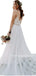 A-line V-neck Spaghetti Straps Lace Long Wedding Dresses, WD0494