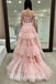 Elegant Tulle And Lace Off Shoulder sleeveless A-Line Long Prom Dresses, PD0823