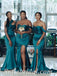 Mismatched Sexy Soft Satin Sleeveless Side Slit Mermaid Floor Length Bridesmaid Dressses,SFWG00470