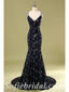 Sexy Special Fabric Spaghetti Straps V-Neck Criss-Cross Lace Up Back Mermaid Long Prom Dresses,SFPD0417