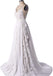 A-line V-neck Spaghetti Straps Lace Long Wedding Dresses, WD0494