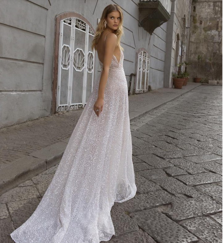 A-line Spaghetti Straps V-neck Sexy Long Prom Dresses, PD1026