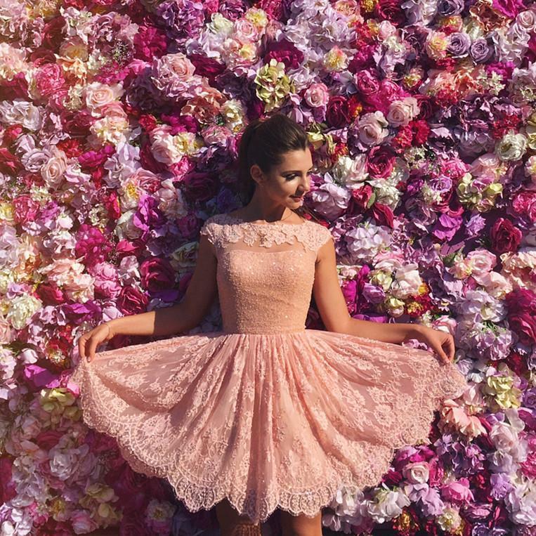 Cap Sleeve Beaded Cute Peach Lace Homecoming Dresses 2018, CM441