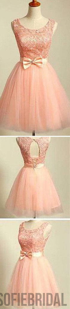 peach pink lace lovely for teens modest formal homecoming prom gowns dress,SF0010