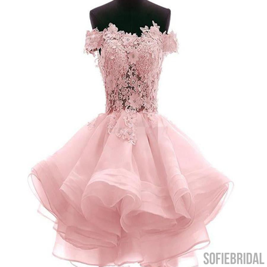 Popular lace off shoulder lovely unique casual homecoming prom gowns dresses, SF0015