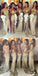 Sexy Unique Mismatched Gold Seuin Side Split Sparkly Women Long Wedding Party Dresses for Bridesmaids, WG86