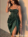 Sexy Dark Green Spaghetti Straps Sheath Short Prom Dresses, Homecoming Dresses,SFPD0215