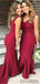 Mermaid V-neck Sleeveless Bridesmaid Dress With Train, BD1014