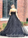 Sexy Black Sequin Tulle Sweetheart Sleeveless A-Line Long Prom Dresses,SFPD0628