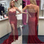 Red Sequin Sweetheart Side Slit Sparkle Prom Dresses, Sexy Formal Evening Dresses