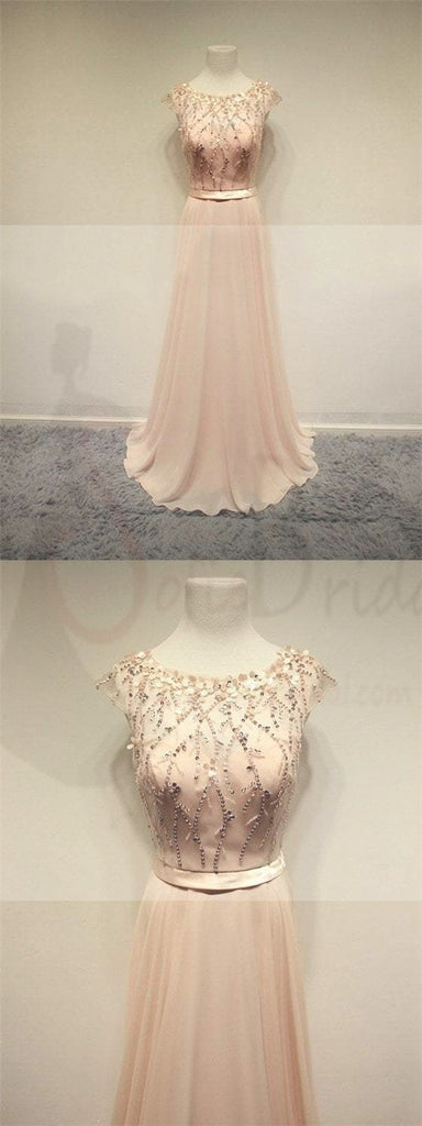 Chiffon Prom Dresses, Cap Sleeves Prom Dresses, Cheap Prom Dresses, Evening Dresses, Long Prom Dress